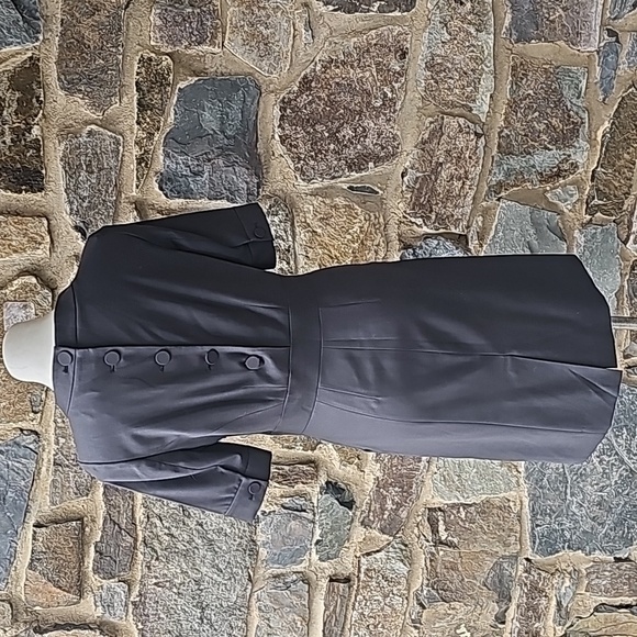 J Crew dress 100% wool black lined size 6 back buttons mock neck pockets - Picture 6 of 9